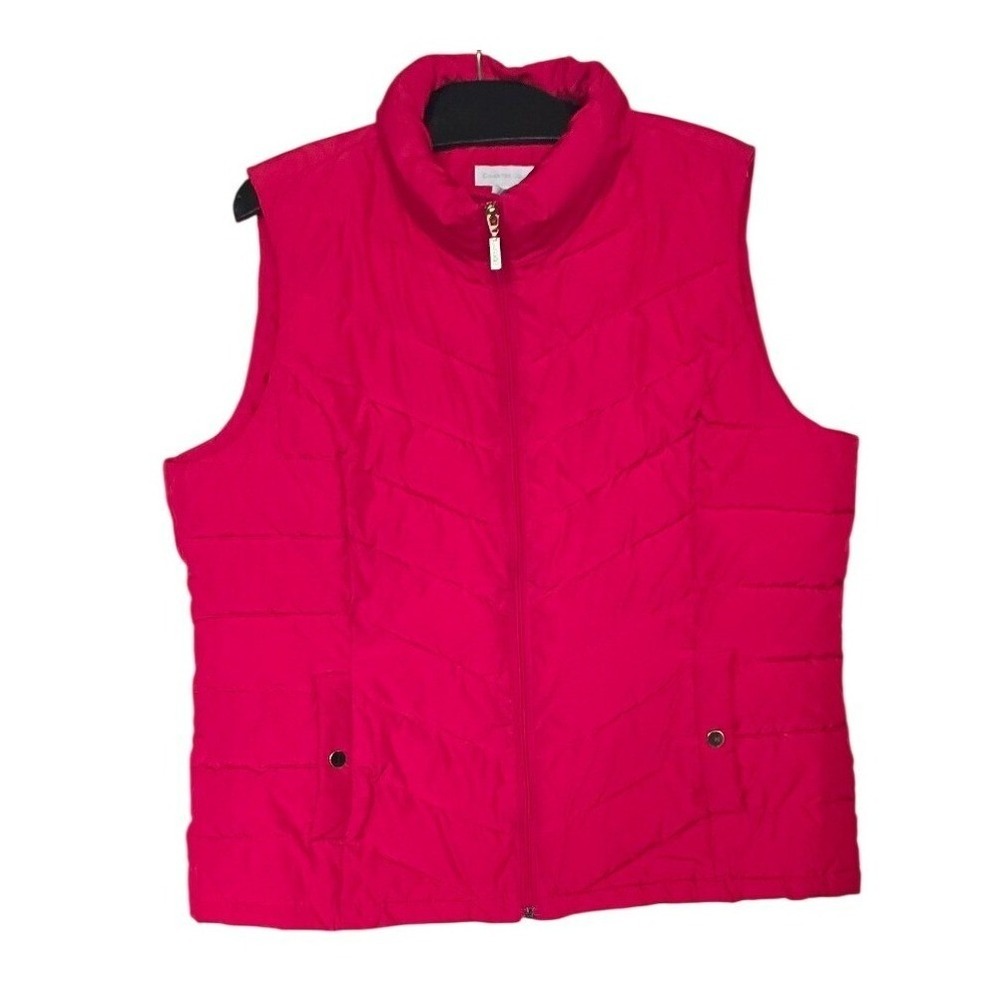 CHARTER CLUB XL quilted sleeveless puffer vest warn layering red XXL chevron